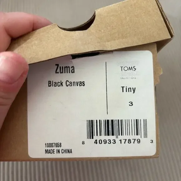 Toms Shoes Tiny Baby Black Canvas Sneakers Slip On 3C - Picture 6 of 7